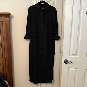 Faherty Black Button-Up Maxi Dress